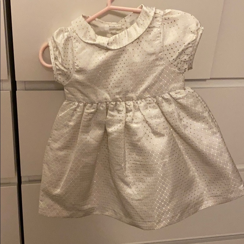 Gymboree white and gold dress 3-6 months